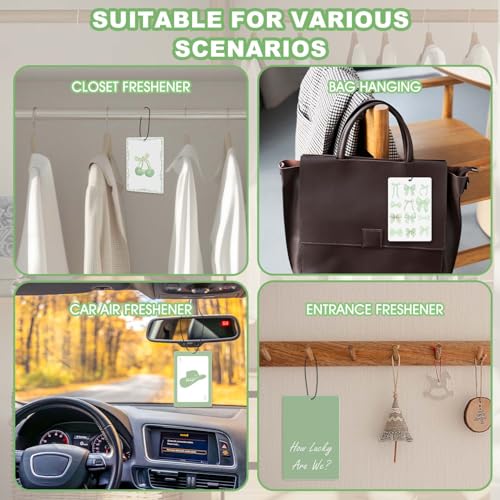 4 Pcs Car Air Fresheners,Sage Green Bow Western Car Accessories - color: greenbow