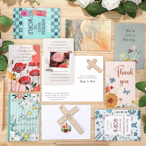 Affrolling 50 Pcs Christian Thank You Cards Bulk with Envelopes Stickers - style: Vintage
