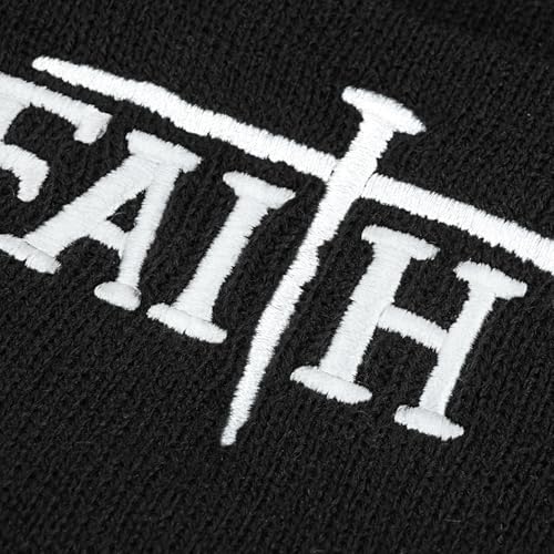 Christian Jesus Cross Beanie - Faith Winter Beanie Hats for Men Women - Religious Gifts for Christmas & New Years - color: Faith-white Cross