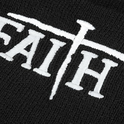 Christian Jesus Cross Beanie - Faith Winter Beanie Hats for Men Women - Religious Gifts for Christmas & New Years - color: Faith-white Cross