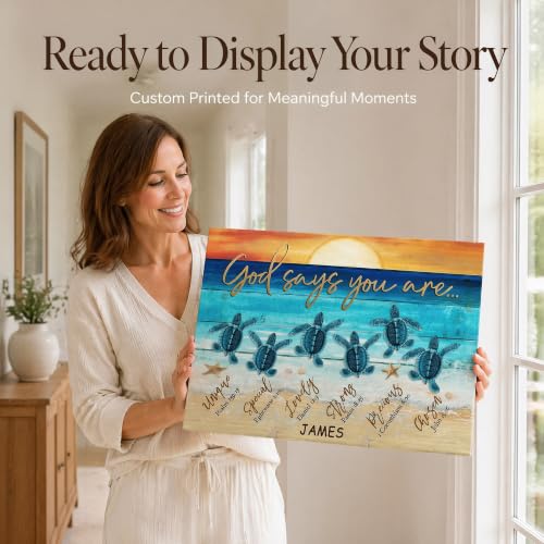 Ipplee Personalized God Says You Are Sea Turtle Canvas With Name - color: Design01