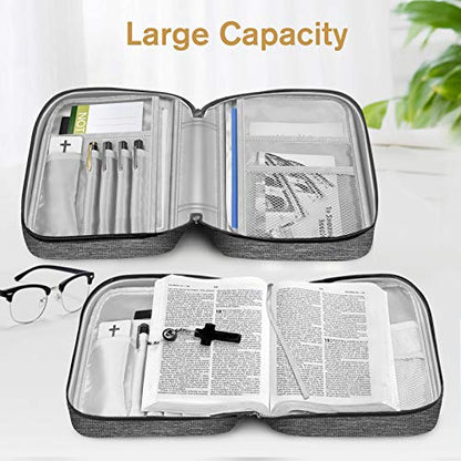FINPAC Bible Cover, Carrying Book Case Bible Bag with Handle - color: Black and Gray