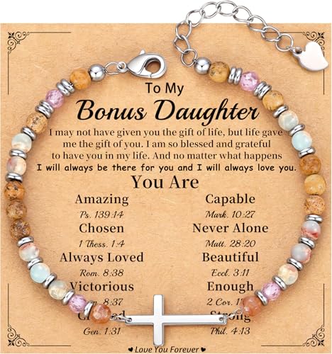 Cross Bracelet for Women, Christian Gifts for Women 2026 Stocking Stuffers for Teens Her Bead Bracelet Adjustable Gemstone Faith Religious Confirmation Communion Bracelet for Best Friend Mom Faith Birthday Anniversary Jewelry - color: Colorful- Bonus Daug