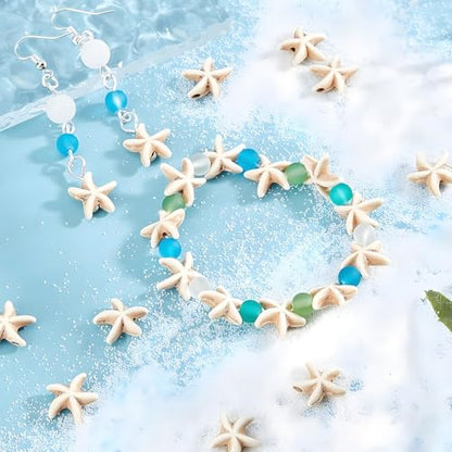 100Pcs White Turquoise Turtle Starfish Gemstone Beads for Jewelry Making - color: White Turtle Starfish 14x18mm, 14x14mm