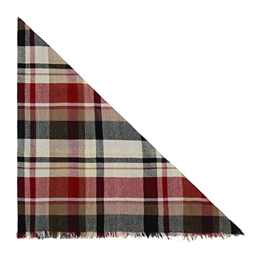 American Trends Scarfs for Women Winter Triangle Scarf Classic Plaid Warm Scarf Soft Scarves Knitted Wrap Shawl - color: Triangle Red & Beige & Black