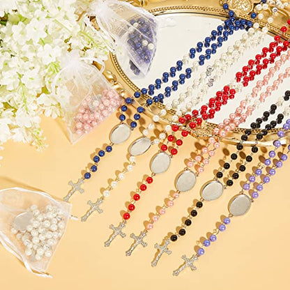 Taiyin 12 Set Sublimation Blanks Rosary Beads Necklace, Mixed Colors - color: Mixed Colors