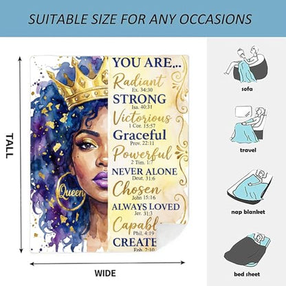 African American Black Girl Women Blanket - Christian Birthday Gifts Blanket- Inspirational Flannel Religious Spiritual Throw Blanket Home Decor 50x60inch - color: Hrmt3