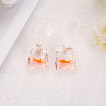 Funny Fish Earrings Unique Acrylic Resin Water Bag Shape Dangle Hook Earrings Gift for Girls Women