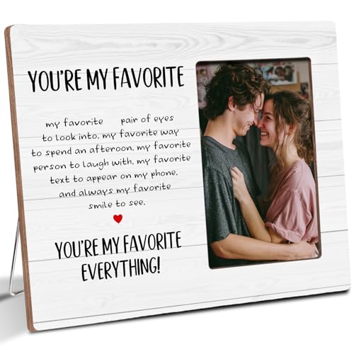 Anniversary Couple Gifts for Girlfriend Boyfriend, You Are My Favorite, Romantic Couples Wooden Picture Frame Gifts, Fits 4x6 Photo Frame