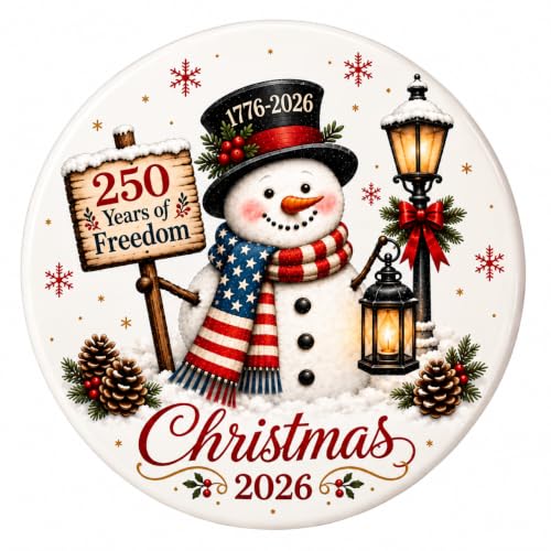 Snowman Christmas Ornament 2026 for Tree with America 250 Design, 250th Anniversary USA Decor and Patriotic Holiday Decoration, 1776-2026 Keepsake for Family and Friends, for Loved Ones - color: Nelxi-547-snowman250th