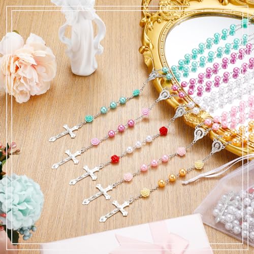 Ecation 20 Pcs Pearl Rosary Catholic Beads for Prayer Gifts