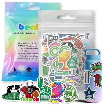 BEATRI Football Stickers 50PCS Waterproof Vinyl Coaches Football Decor - color: American Football Stickers Decal