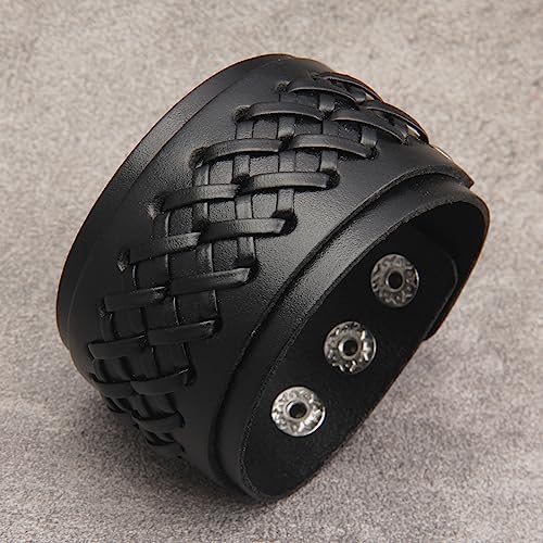Jeilwiy Punk Rock Gothic Black Rivet Leather Spiked Necklace Collar Neckband Leather Choker Necklace for Women Mom Gifts Adjustable - color: Handmade Leather Bracelet