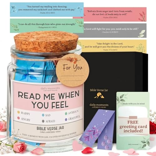 90 Day Bible Verse Jar, Religious Gifts for Women Devotional - style: Blossom Pink (Gift Box)