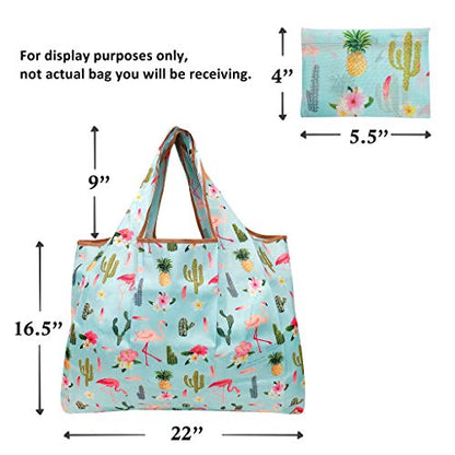 allydrew Large Foldable Tote Nylon Reusable Grocery Bags, Seashells - color: Seashells