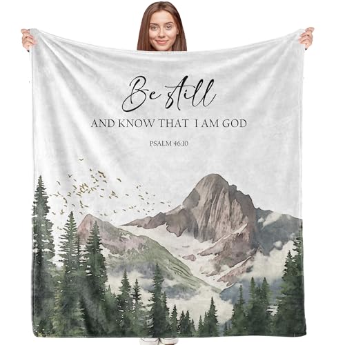 Be Still and Know that I Am God Christian Throw Blanket, 50x60 Inches - color: Mountain
