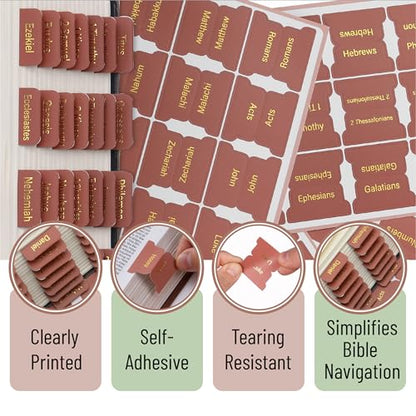 Mr. Pen- Laminated Bible Tabs, 75 pcs, Easy-to-Read & Apply - color: Metallic Gold Lettering 2
