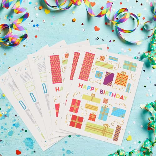 Canopy Street Masterpiece Glitter Birthday Cards / 6 Birthday Cards With Lime Envelopes/Gold And Silver Glitter Accents / 4 5/8" x 6 1/4" Folded Greeting Cards With Inside Verse / 2 Modern Designs - color: Glitter
