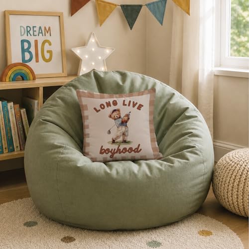Kids Pillow Cover Long Live Boyhood - color: White-boyhood