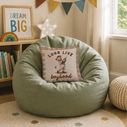 Kids Pillow Cover Long Live Boyhood - color: White-boyhood