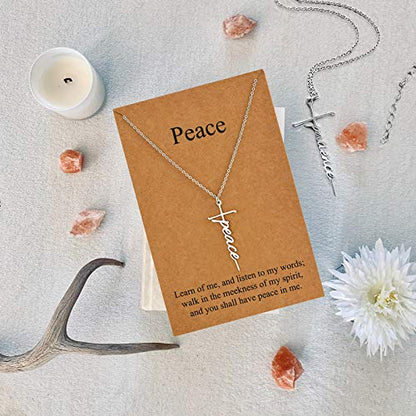Lcherry Faith Cross Pendant Necklace for Women Religious Christian Jewelry Birthday Christmas Gifts for Women - style: 25-Peace