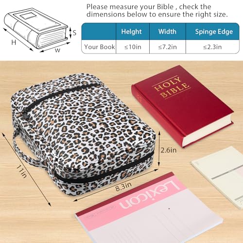 GERMUN Bible Cover with Durable Handle, Carrying Book Case Church Bag Bible, Protective with Zippered Pocket, Bible Study Accessories Supplies, Book Protector for Book Lovers, Leopard print - color: Leopard print