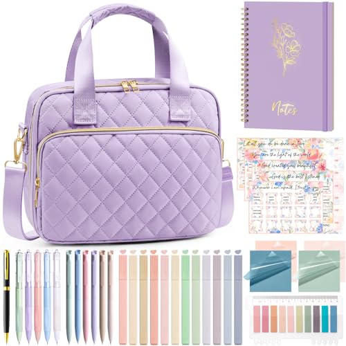 Bible Cover Case for Women, Bible Tote Bag w/Study Supplies Journaling Kit