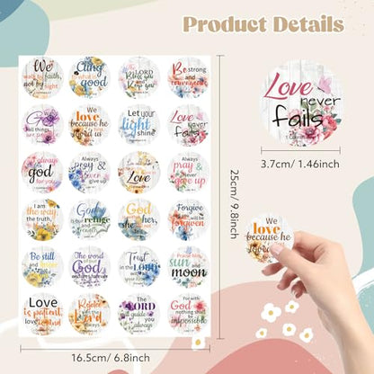600 Pcs Bible Verse Stickers 24 Styles Floral Scripture Stickers - style: Floral