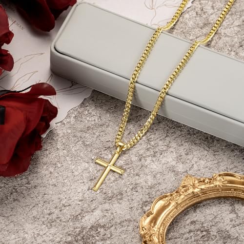 Cross Necklace for Men Gold Cross Necklace for Men - size: 20in