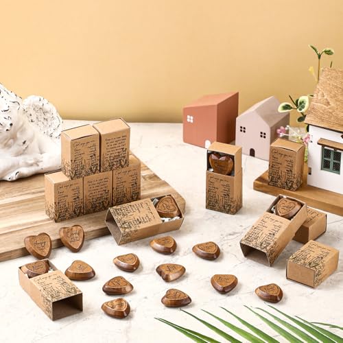 Yalikop 24 Sets Christian Gift Bulk Wooden Scripture Hearts, Brown - color: Brown