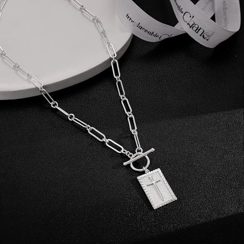 Freekiss 3-Piece Layered Toggle Necklace for Women - color: Silver Cross Necklace