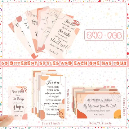 Estune 240 Pcs Bible Verse Cards bulk with Full Scripture, Boho Style - style: Boho Style