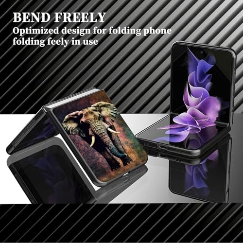 for Samsung Galaxy z flip 7 Case Elephant Art Design,Slim Fit Lightweight Hybrid Hard PC PU Leather Folding Phone Cover for Z Flip 7 6.9" - color: Elephant Art