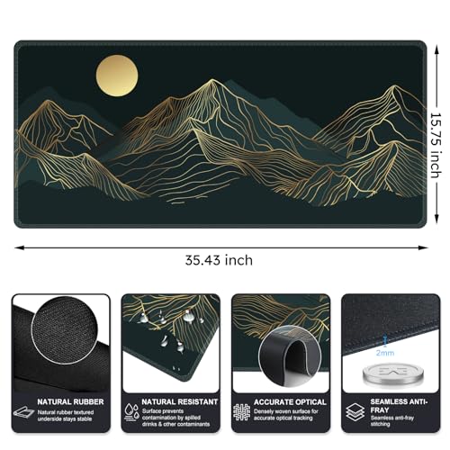 iCasso Large Mouse Pad, XXL Green Mousepad,A-Mountain Cyan Extended - color: Mountain Cyan