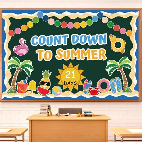 Countdown to Summer Bulletin Board Decorations End of Year Classroom Decor - color: Summer Countdown