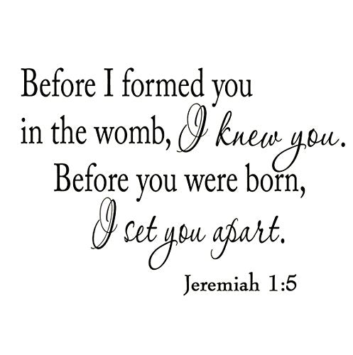 Before I Formed You in the Womb I Knew You Jeremiah 1:5 Wall Decal