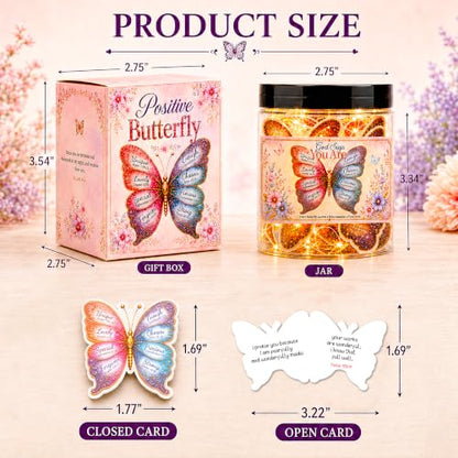 Positive Butterfly Jar with 30 Bible Verse Cards, Gifts for Christian Women - color: Butterfly