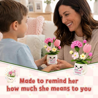Crochet Flower Birthday Gifts for Aunt, Christmas Auntie Gifts from Niece - color: Aunt