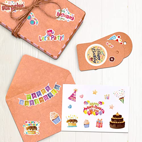 LINAYE 24 Sheets Happy Birthday Stickers - 730 Counts, Small & Large Sizes, Perfect for Birthday Party Decorations & Gifts - style: Birthday 24 Sheets