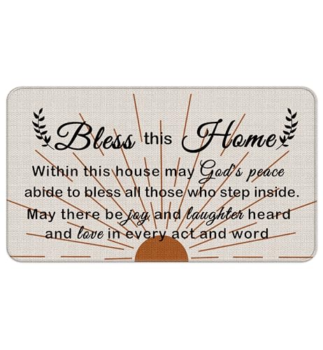 Bless This Home Decorative Indoor Outdoor Doormat,House Warming Gifts Front Door Mat 17x30 Inch，Religious Decoration Welcome Mat - for Home Entrance, Outside Entry, Yard, Floor, Patio（Boho） - color: 20 Doormat