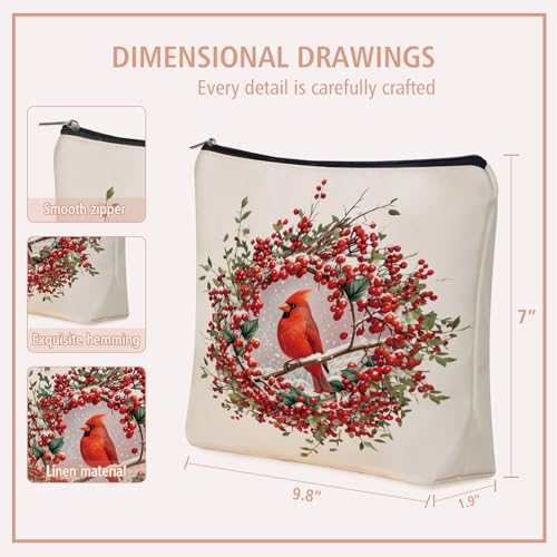 Cardinal Makeup Bag Mom Gift: Cute Red Bird Flower Themed Cosmetic & Toiletry Organizer Pouch For Daughters, Sisters, Friends,Teen Girls & Women.Ideal Christian Gift For Travel, Birthdays. - style: Cardinal Birds