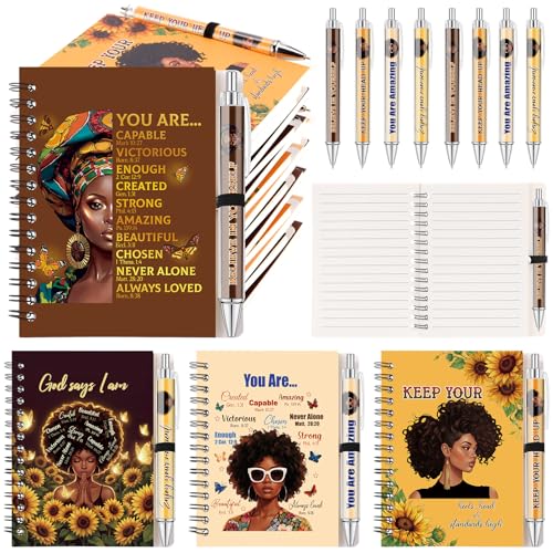 Colarr 12 Sets Black Girls Journals and Pen Gifts African American Gifts - style: Brown Black Lady