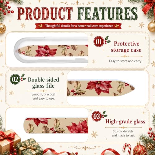 10 Pack Christmas Glass Nail File with Case Christmas Party Favor Gifts - style: Plant