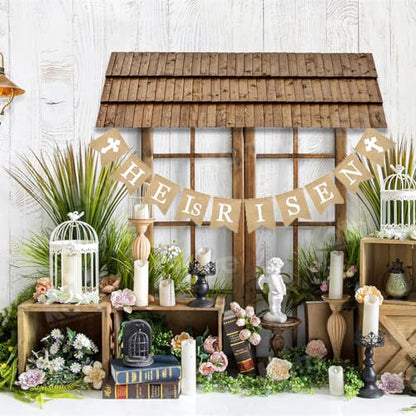 He is Risen Banner, Easter Decorations Natural Burlap Garland Religious Bunting Party Supplies Spring Holiday Celebration for Christian Resurrection Photo Props Church Egg Hunt Events