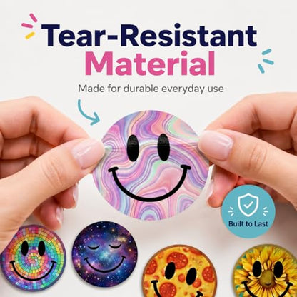 Smiley Face Stickers for Kids, 50 Pcs, 2.12 Inch Large Waterproof - color: Multicolor
