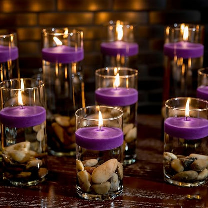 Purple Floating Candles 3 Inch 12 Pack - color: Purple, size: D：3 in