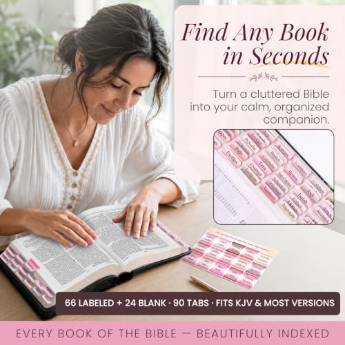 90 Christian Bible Tabs for Women, Men, and Kids - Pink Gradient - color: Pink Gradient