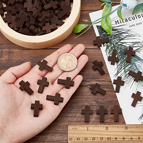 SUNNYCLUE 200Pcs Wood Cross Charm Wooden Charms Natural Wooden Small Cross Charms with Hole for Party Favors Easter Holiday Necklace Jewelry Making DIY Craft Handmade Accessories, Coconut Brown - color: 200Pcs Coconut Brown 22x15mm