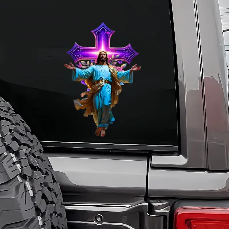 Prayer on The Cross of Jesus PVC Vinyl Car Decals Stickers Waterproof Self-Adhesive Decals for Cars, Laptops, Trucks, Motorcycles Wall Window Luggage Scratch Cover Door Decor Sticker