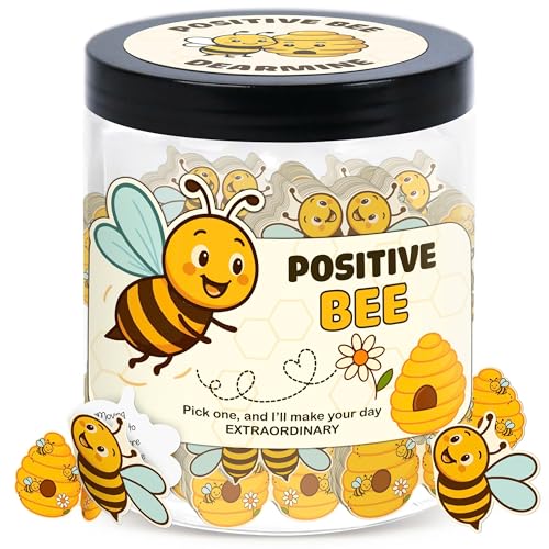 DEARMINE Positive Bee Cards Jar, Affirmation Cards for Women, Emotional Support Bee Themed Gift, Bumble Bee Gifts for Women Bee Lovers - color: Positive Bee